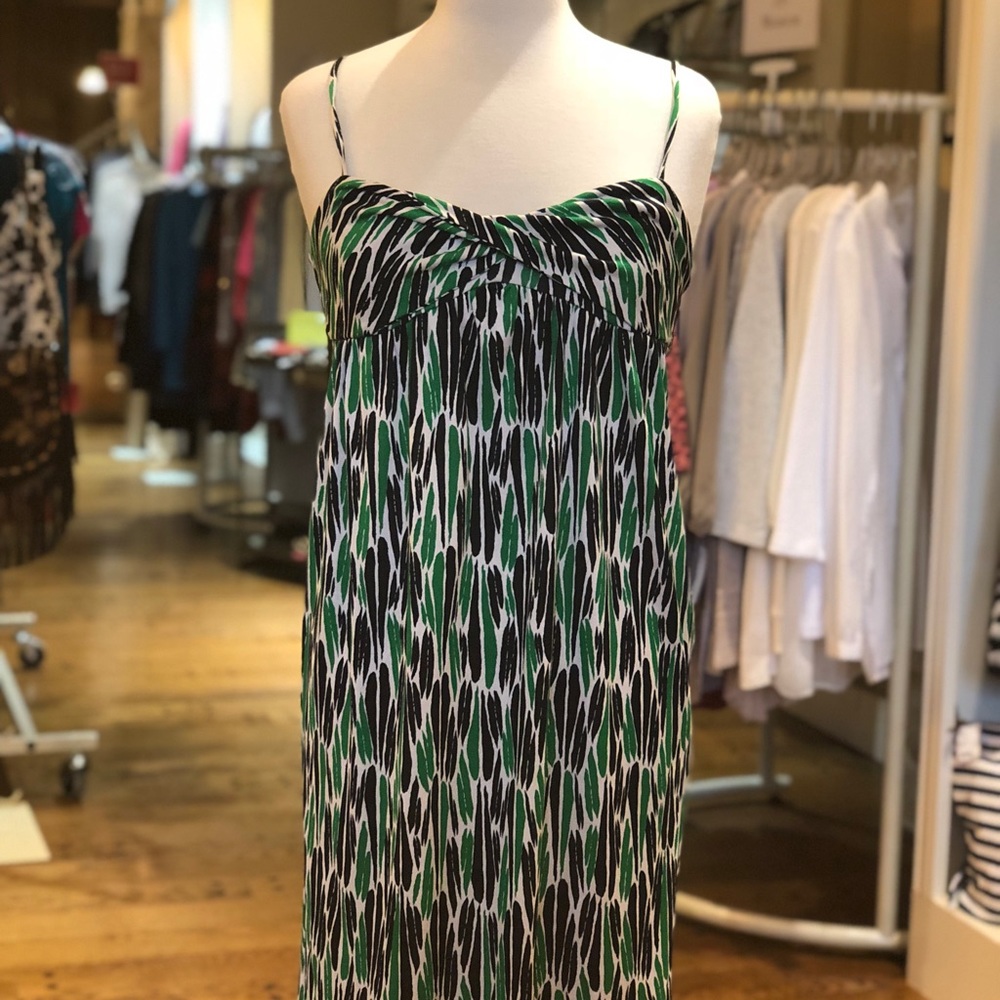 DIANE VON FURSTENBERG Green Print Midi Dress 10